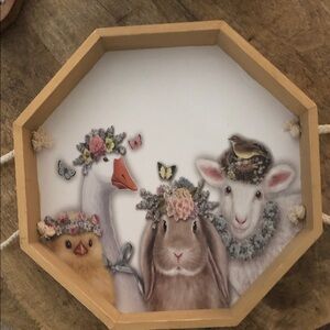 H&M Beige Hexagonal Tray with Rope Handle